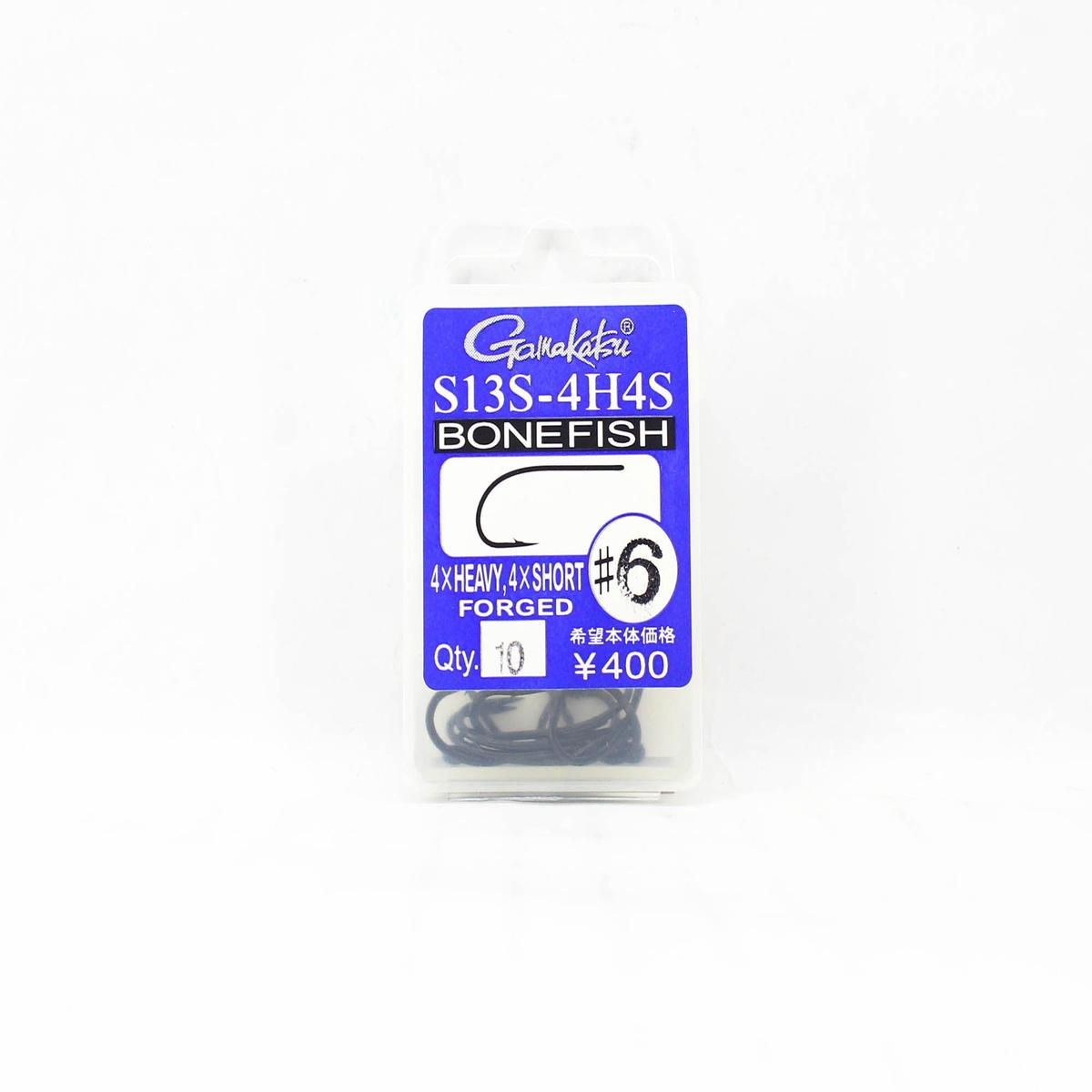 Gamakatsu 67010 S13S-4H4S 4X Bonefish Fly Hook Black Size 6 ,10/pack (0154)