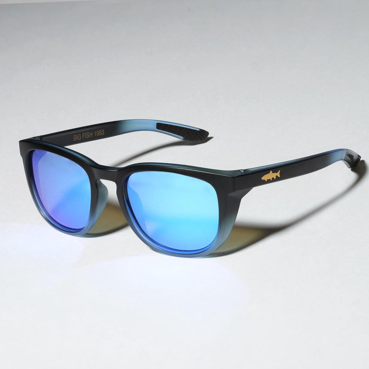 Big Fish 1983 Sunglasses Gold Fish Trout Blue Iridium - Frame Blue Color Gradient