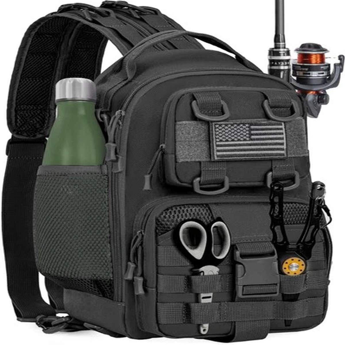 Fishing Backpack Tackle Sling Bag, Tactical Fishing Tackle Backpack with Rod ...
