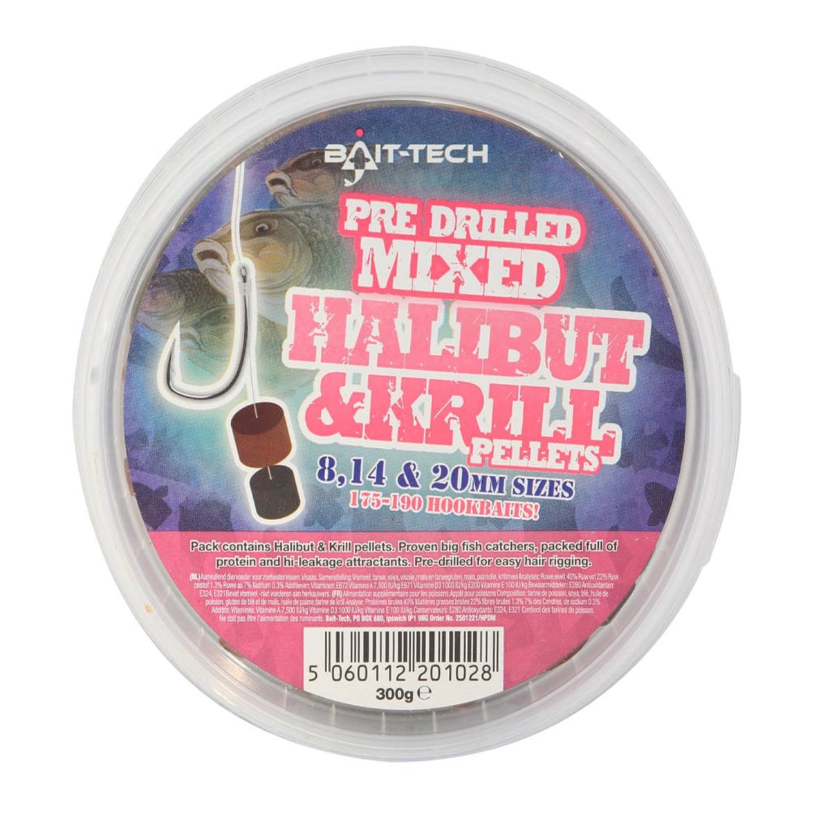 Bait-Tech Halibut & Krill Mixed Hookers (pre-drilled) 300g