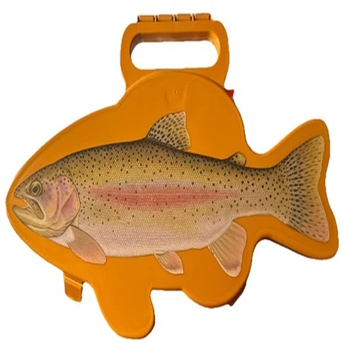 Flambeau Tackle Box, Large-Mouth Bass-shaped Fishing Kit, Orange Plastic Kids