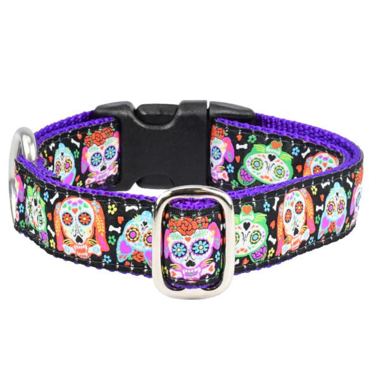 2 Hounds Design 1 XOLO Sugar Skull Essential Buckle Martingale Dog Collar