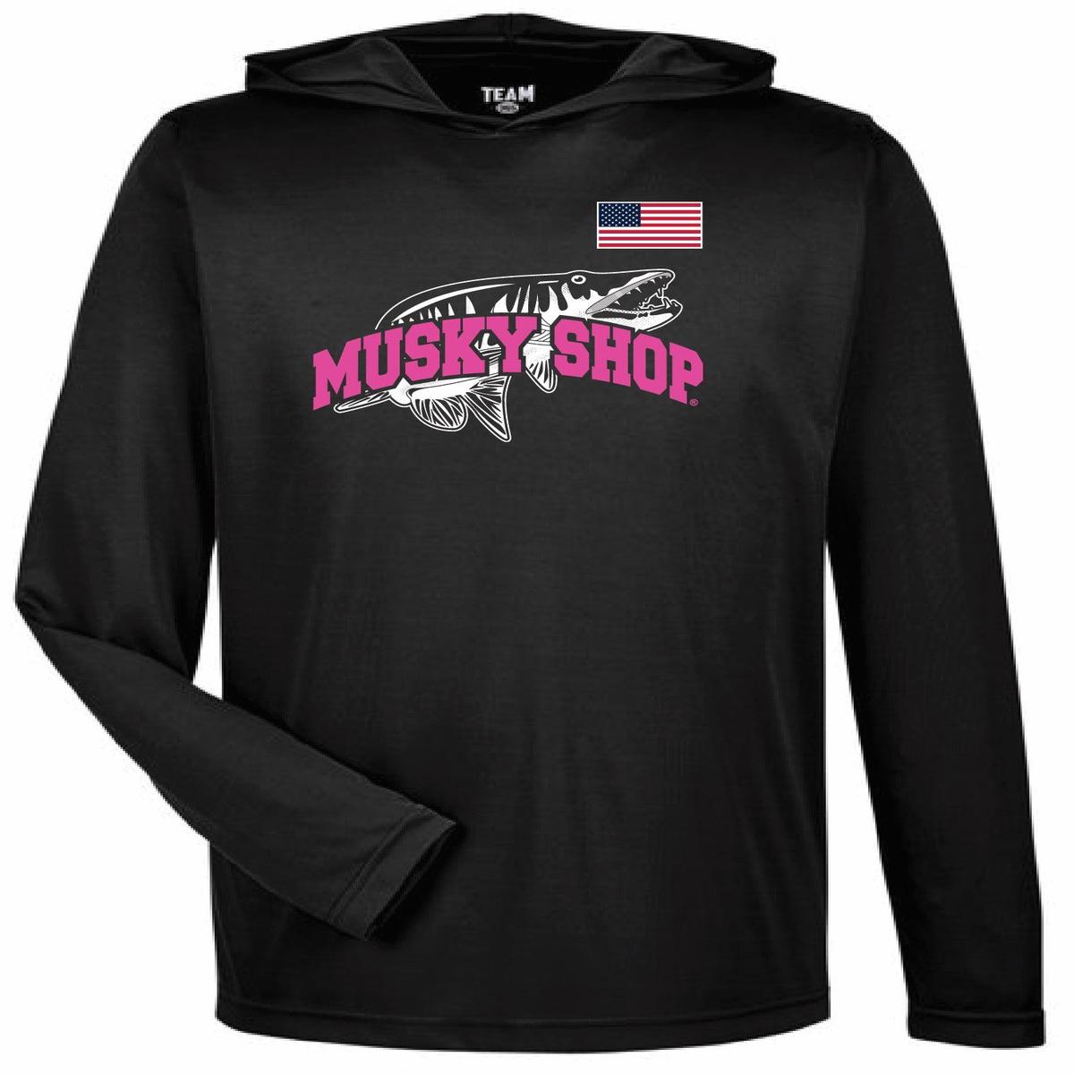 Musky Shop Team 365 Performance Long Sleeve Hoodie UV Black Pink