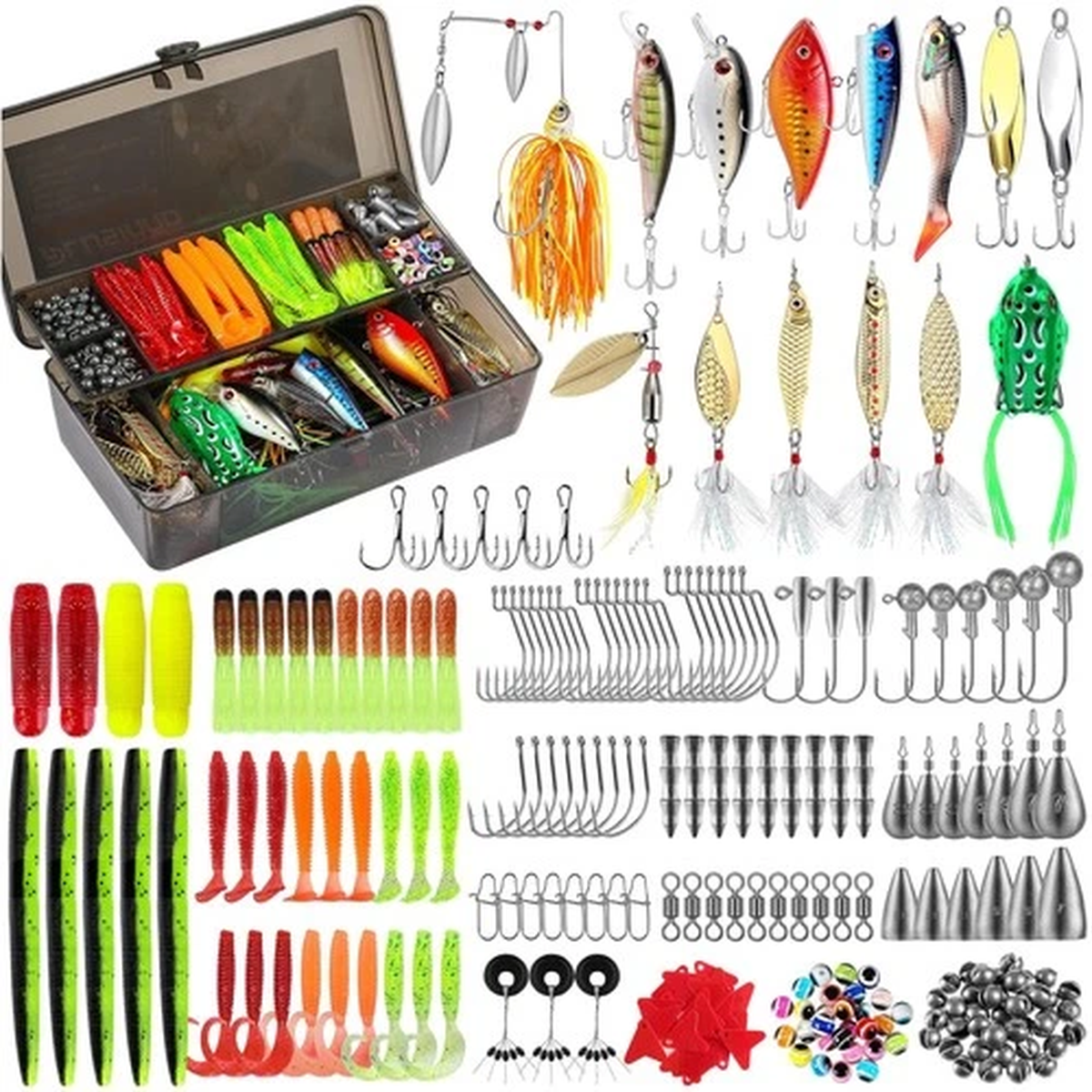 Ultimate 292 PCS Fishing Lures Kit - Tackle Box with Hooks for Bass & Trout