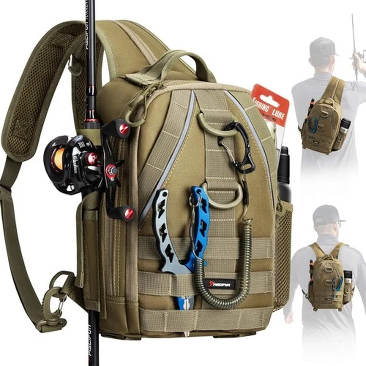 Lightweight Fishing Gear Backpack with Rod Holder and Storage Pockets for