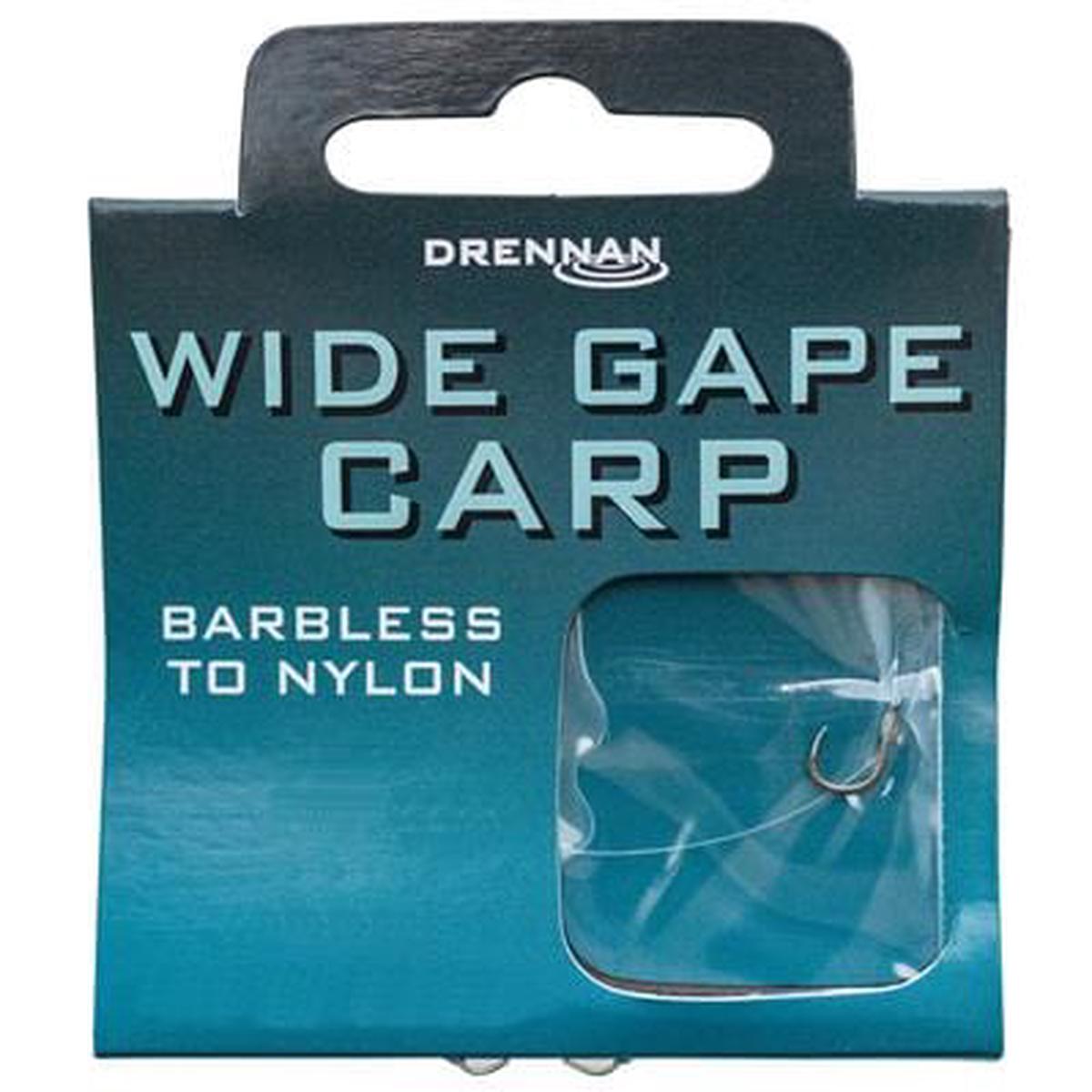 Drennan Wide Gape Carp Hooks to Nylon, Barbless