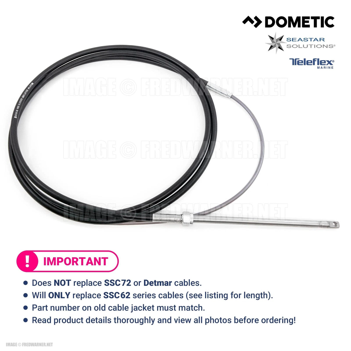 SeaStar SSC6212 Safe-T QC 12ft 12' Rotary Mechanical Steering Cable Teleflex Marine