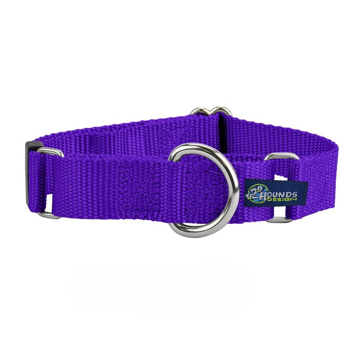 2 Hounds Design 5/8 and 1 Purple Nylon Martingale Dog Collar