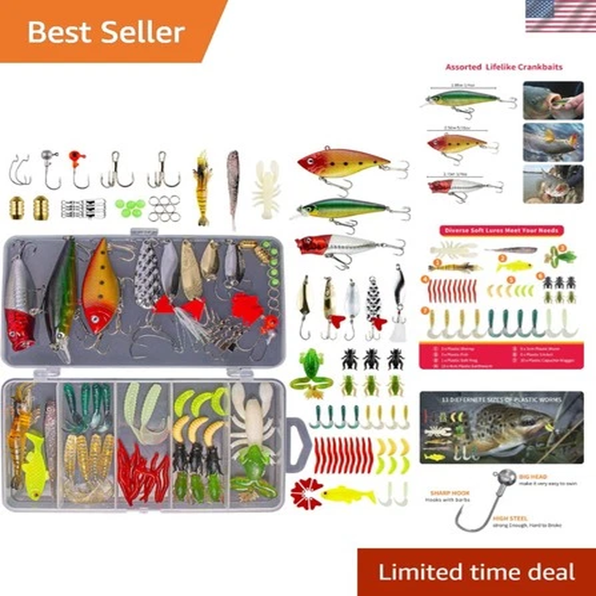 Lifelike 78-Piece Fishing Lures Set with Portable Tackle Box - Ideal for Anglers