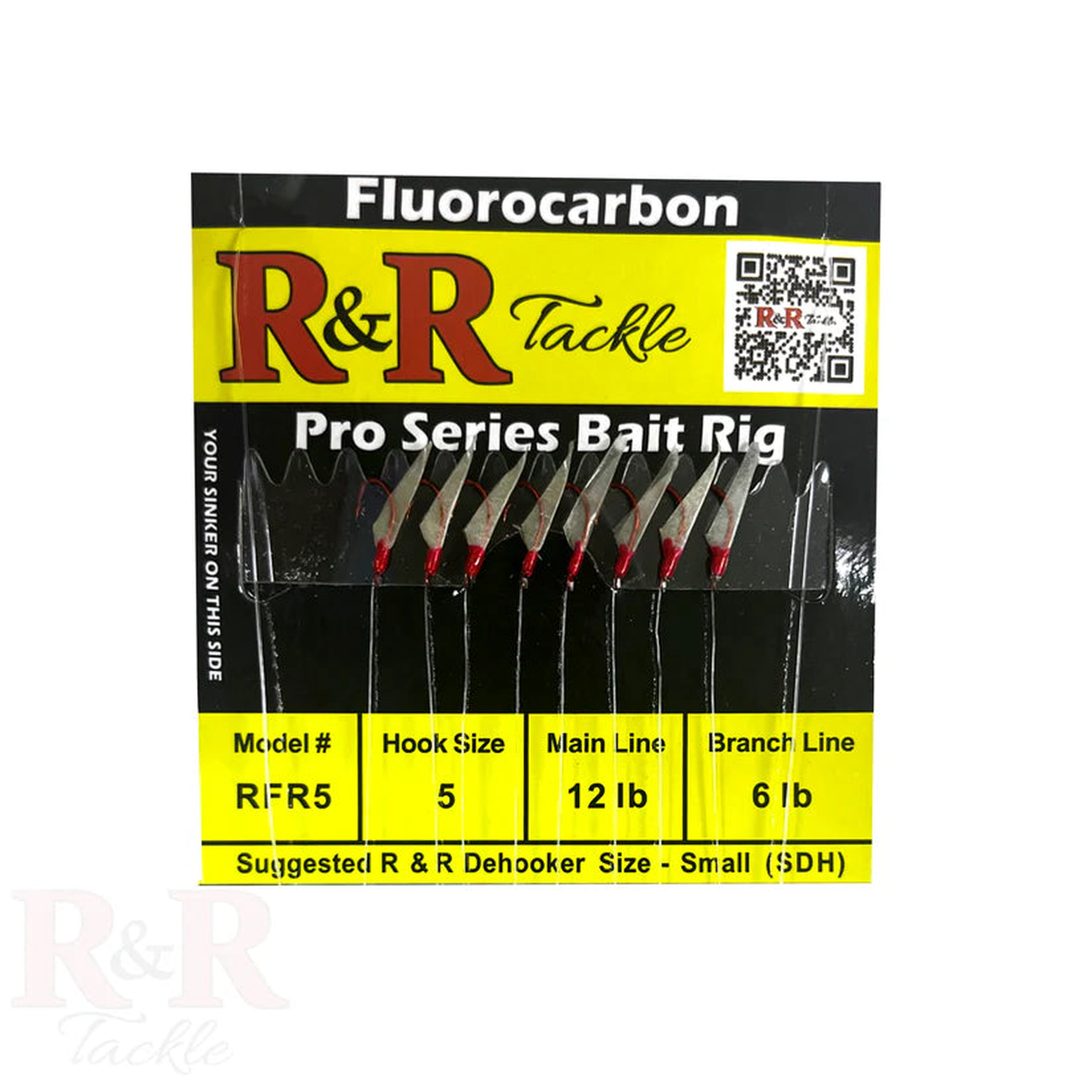 R&R RFR Pro Series Sabiki Fluorocarbon Bait Rigs - 8 Red hooks with fish skin & red heads