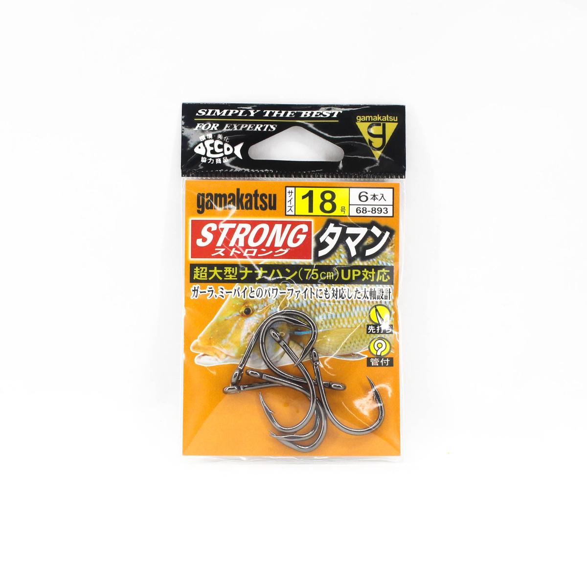 Gamakatsu 68893 Bara Taman Strong Hook NSB Size 18, 6 Per Pack (9032)