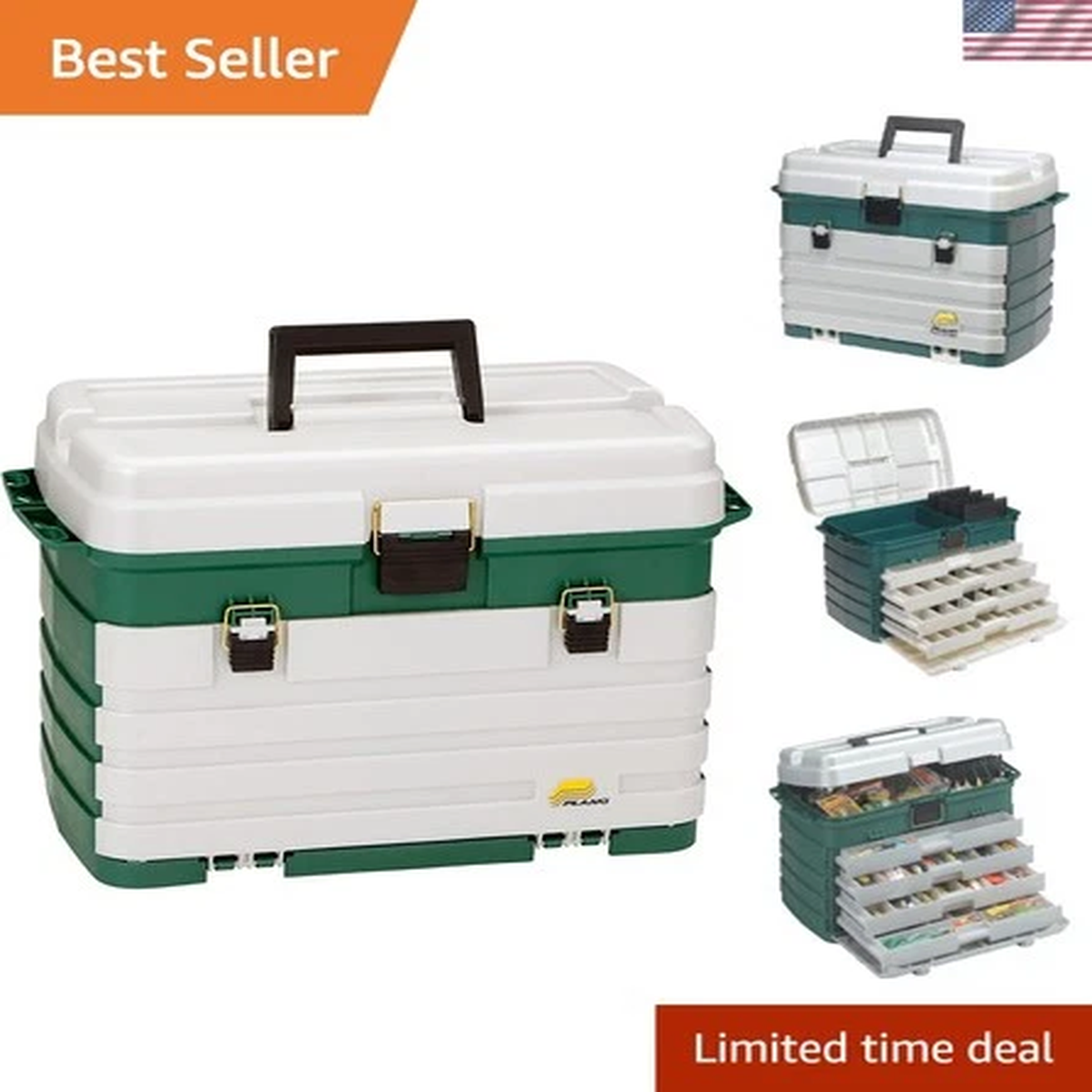 Versatile 4-Drawer Tackle Box with Removable Bait Racks - Lightweight & Mobile