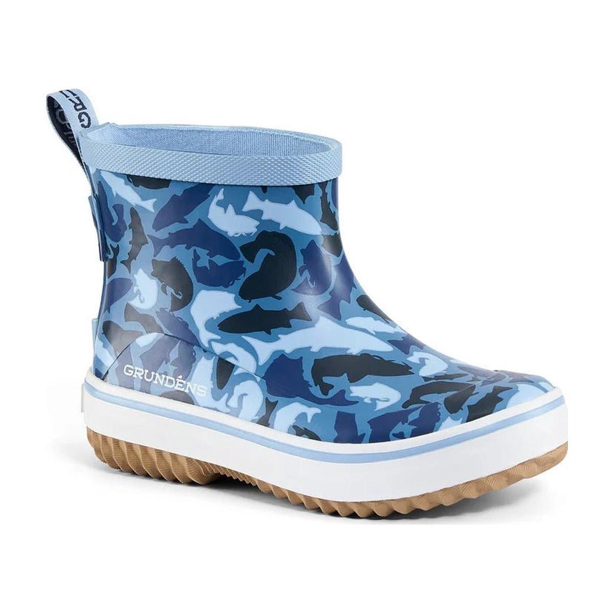 Grundens Kid's Guppy Rain Boot - Blue Fish Camo