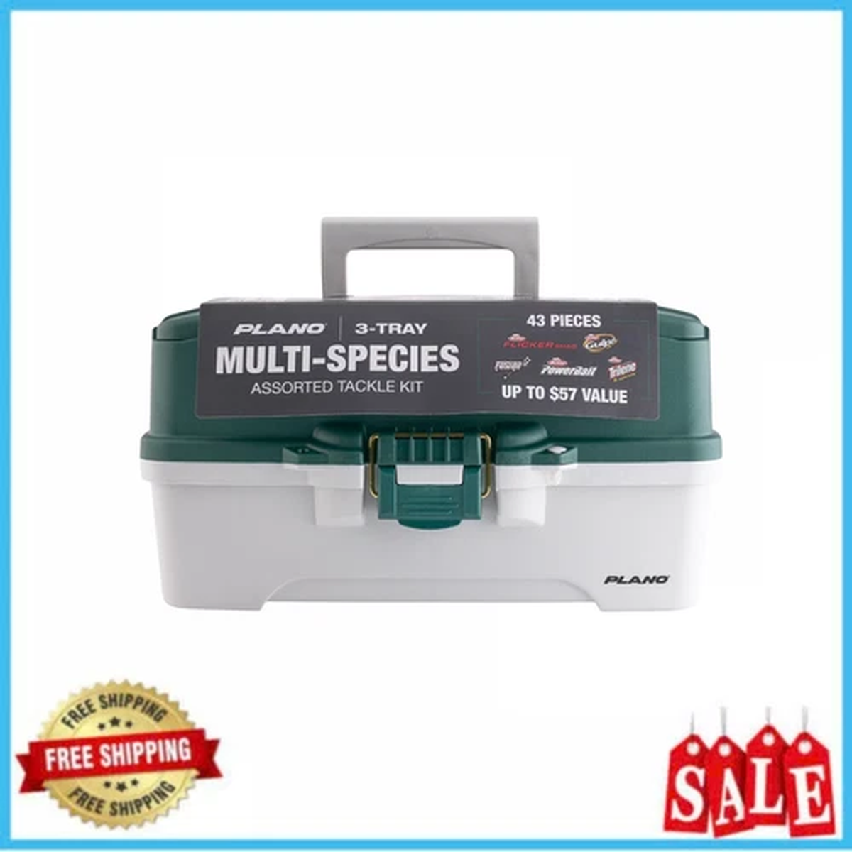 Plano 3-Tray Tackle Box Extending Cantilever Design Dark Green Fishing Gear New