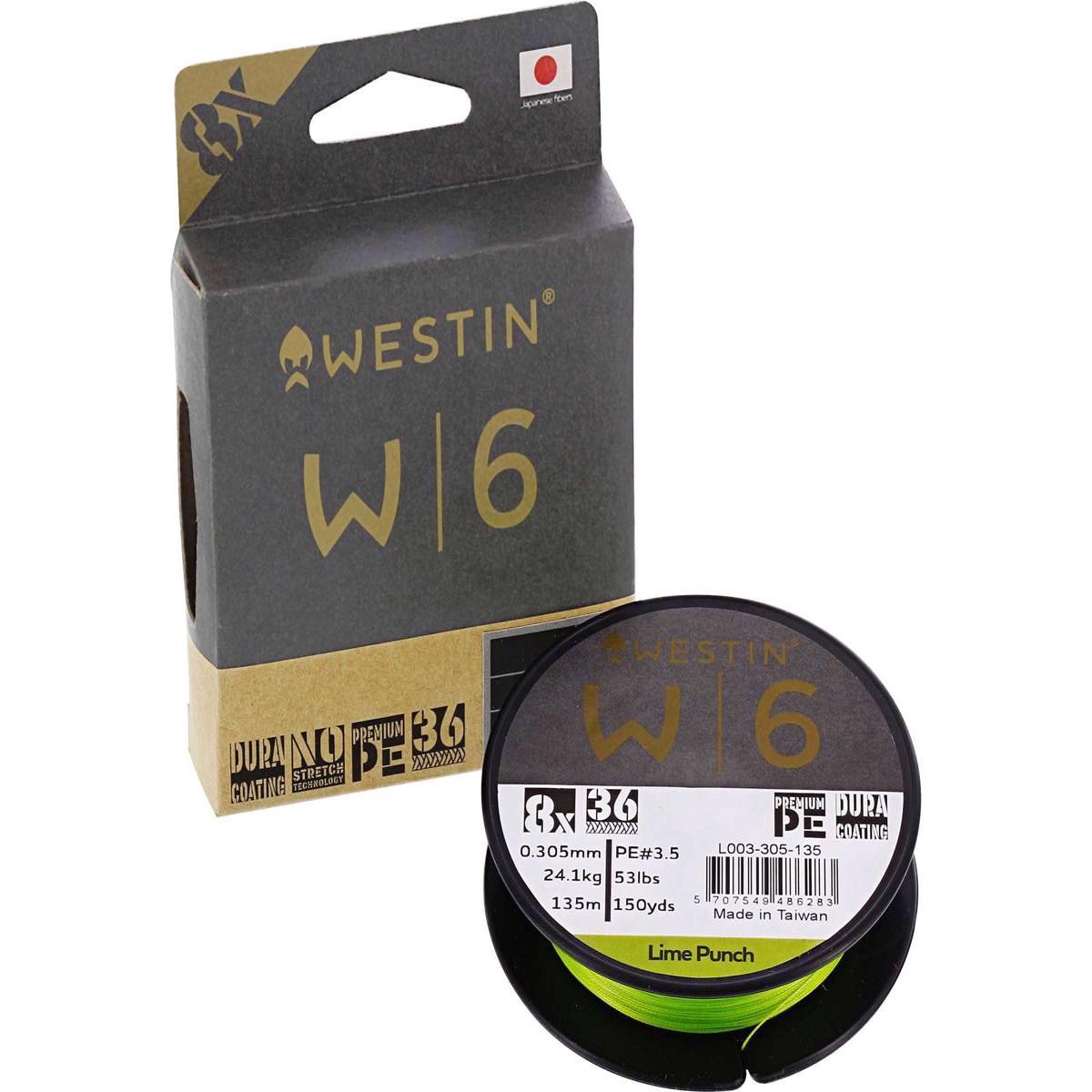 Westin W6 8-Braid Line Leader (135m/0.128mm/5.5kg)(Lime Punch)