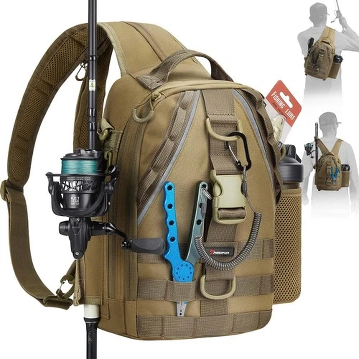 Fishing Backpack Rod Holder Lightweight Sling Bag Storge Gear Equipment