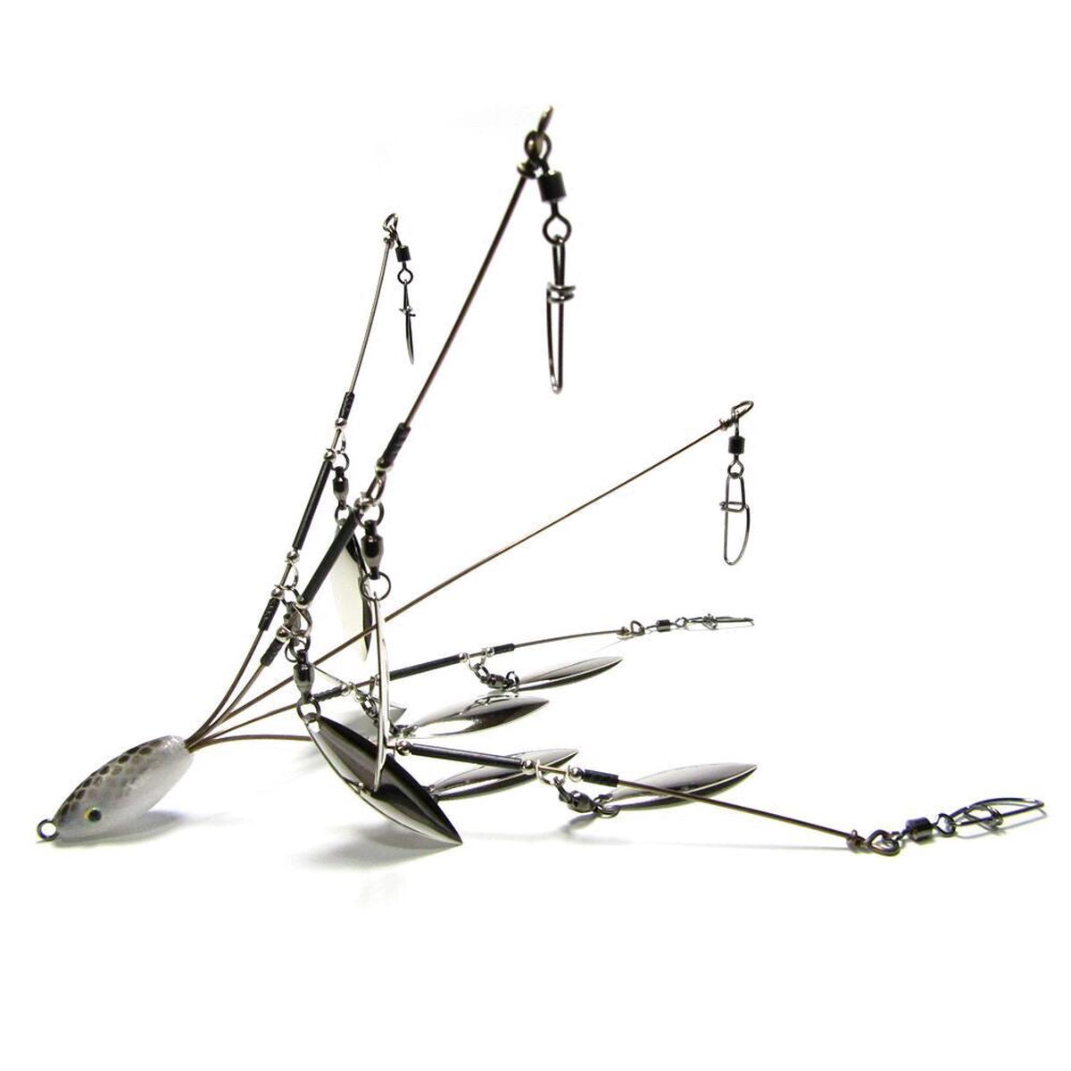 Hog Farmer Rig Natural Shad 5 Wires 8 Gold Blades