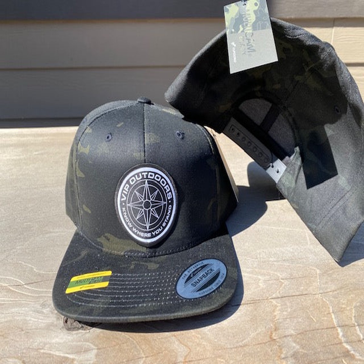 VIP Compass Hat, Black Camo Snap Back