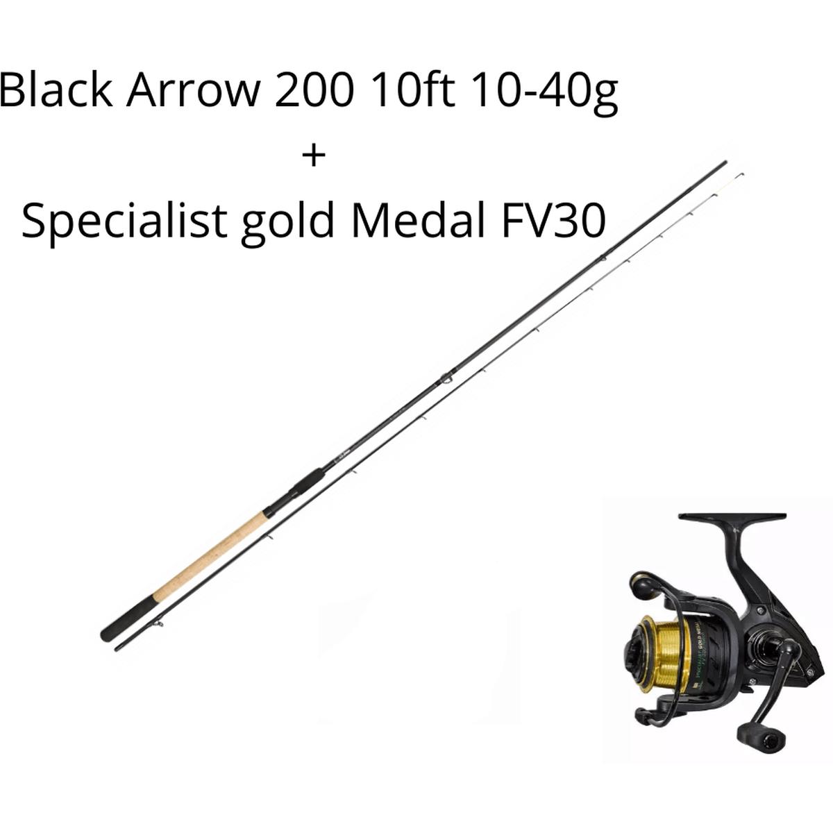 SENSAS BLACK ARROW 200 FEEDER 10FT + SPECIALIST GOLD MEDAL FV 30 MATCH REEL