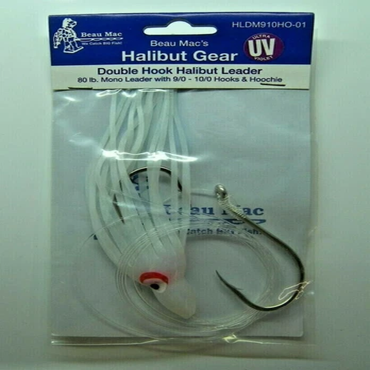 Beau Mac halibut Gear Leader w / Hoochie 9/0 & 10/0 Hooks 80 lb Test Fishing Rig