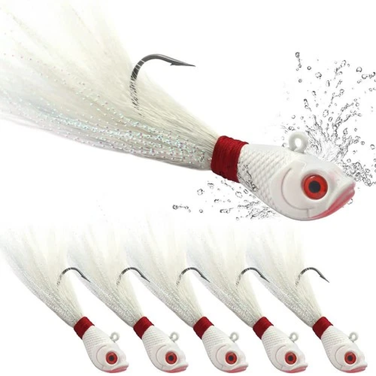 Bucktail Jigs Saltwater Hair Head Fishing Lures Assorted Kit Tackle Gear