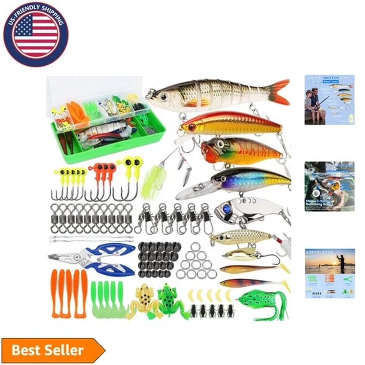 Complete 92-Piece Fishing Gear Set with Lifelike Lures & Hooks for Any Angler