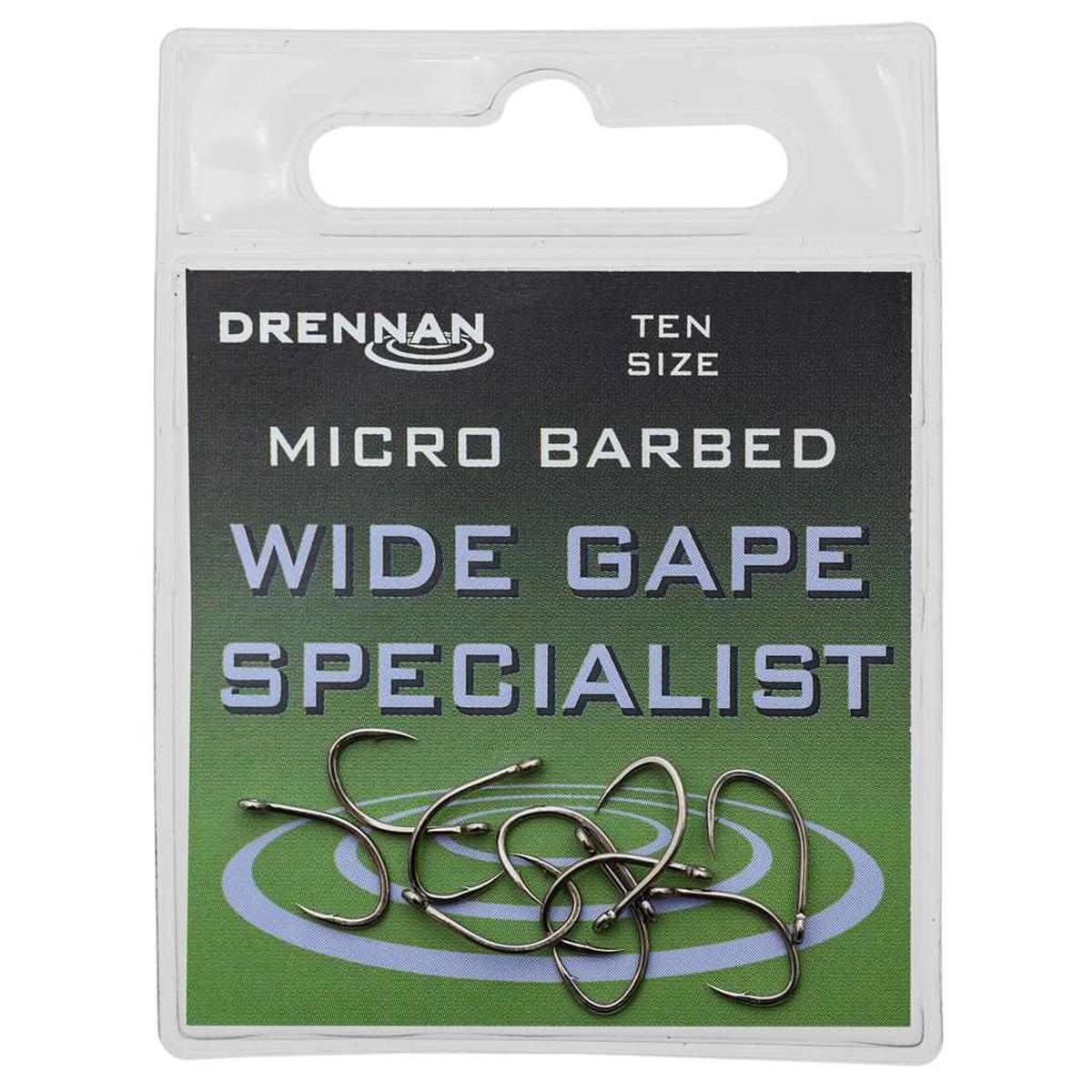 Drennan Micro Barbed Wide Gape Specialist Eyed Hooks