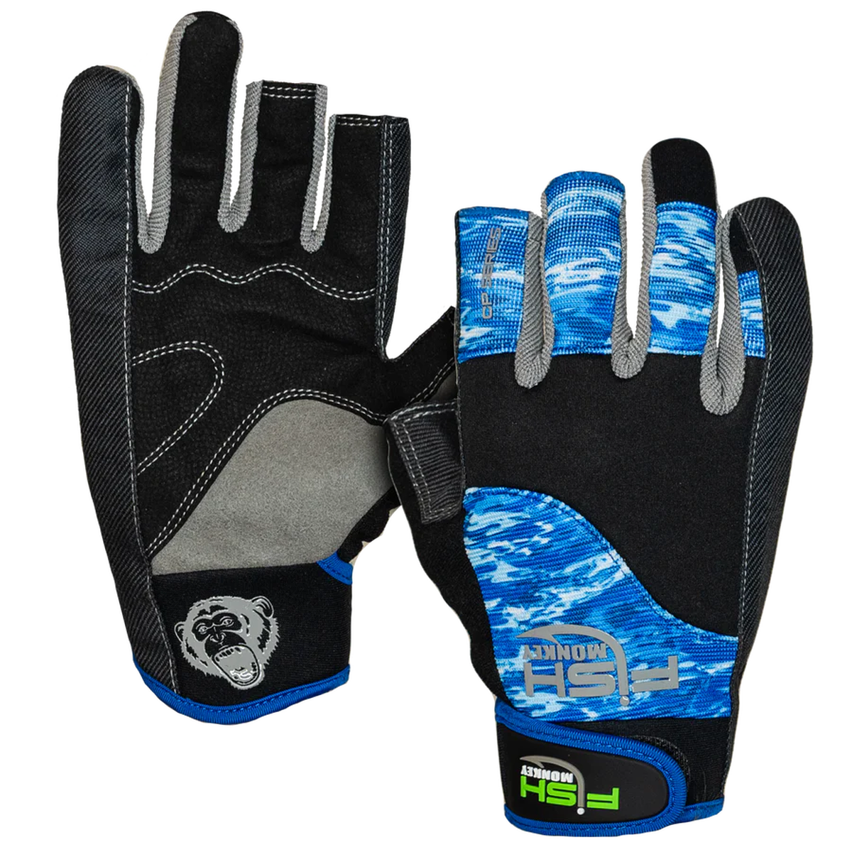 Fish Monkey Medium Weight Quick Release Wiring Gloves Charles Perry Edition Blue Water Camo