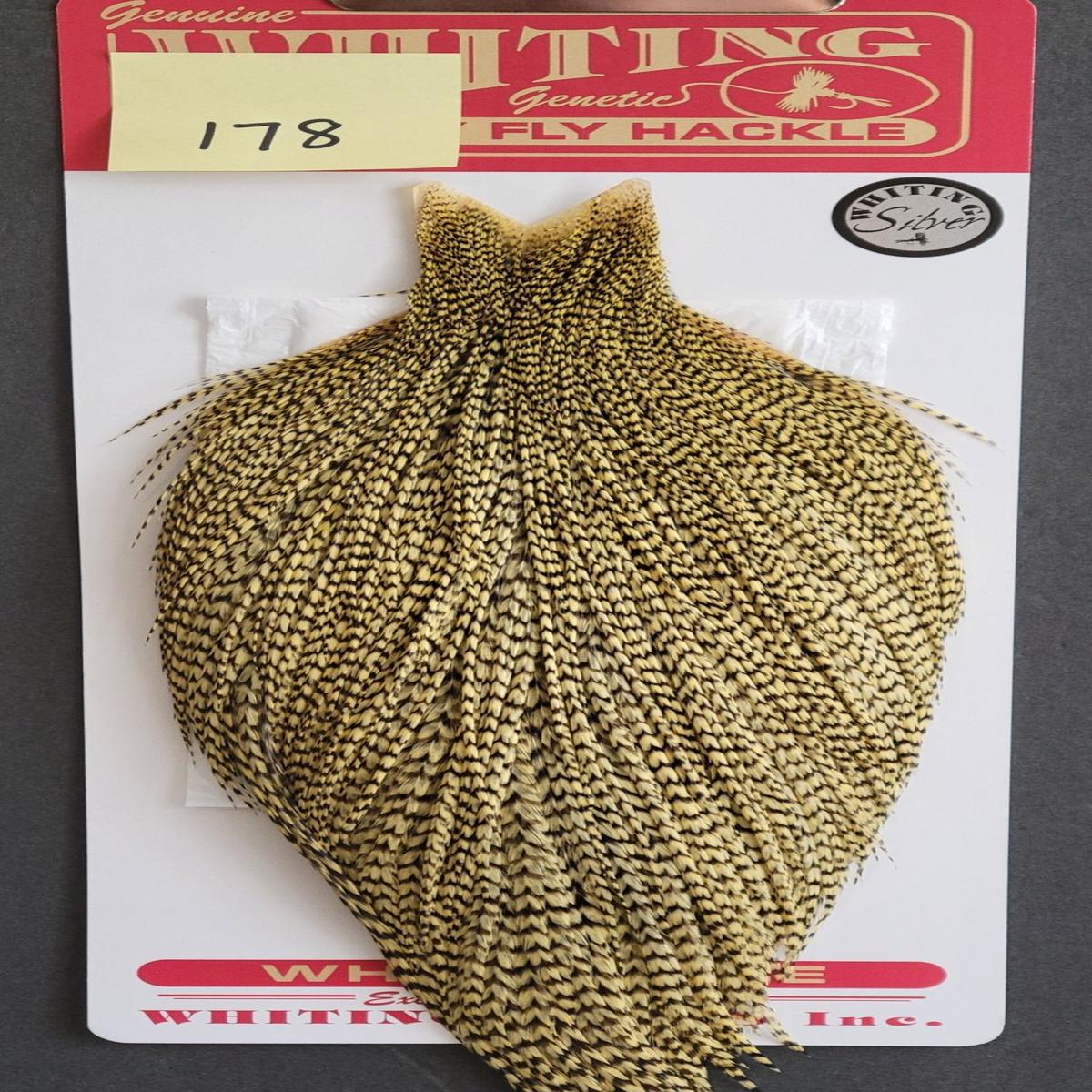 Flash Sale Hackle 178 - Whiting Cape Silver - Grizzly Dyed Pale Yellow (sizes 8-22)