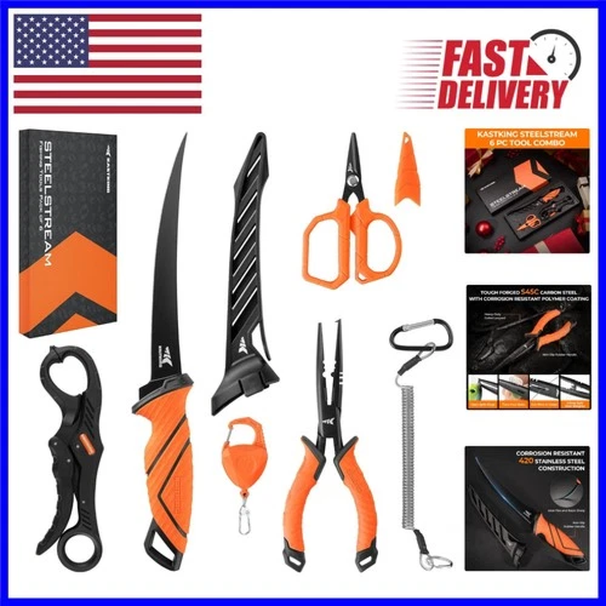 Complete Fishing Gear Set - Durable Pliers, Knife & Gripper for Men and Women