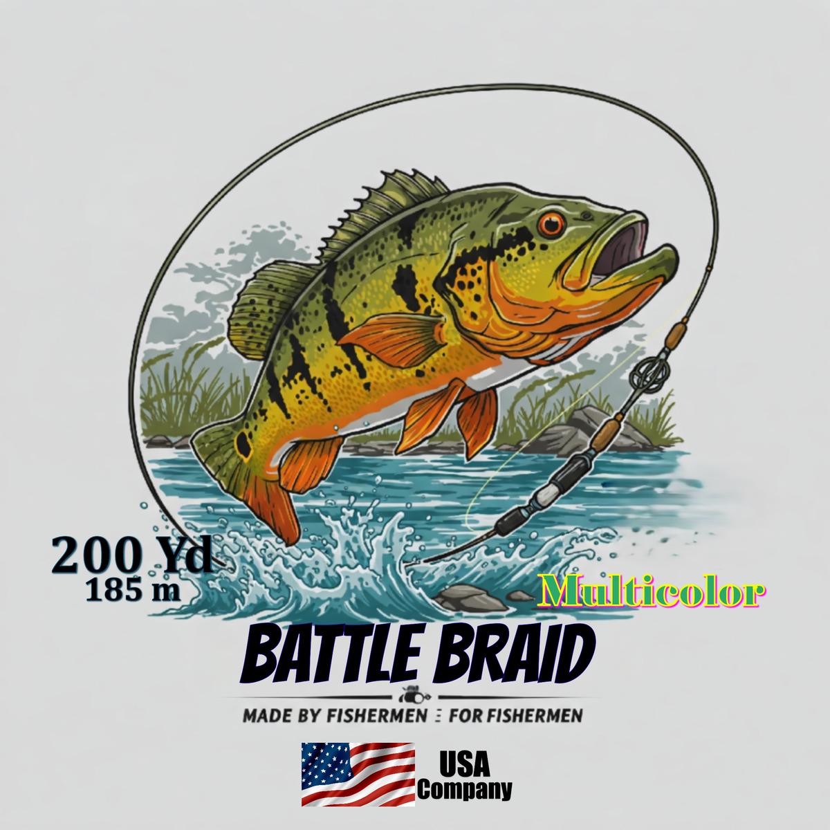 BATTLE BRAID MULTICOLOR 200/300 YARD SPOOL 8x PE