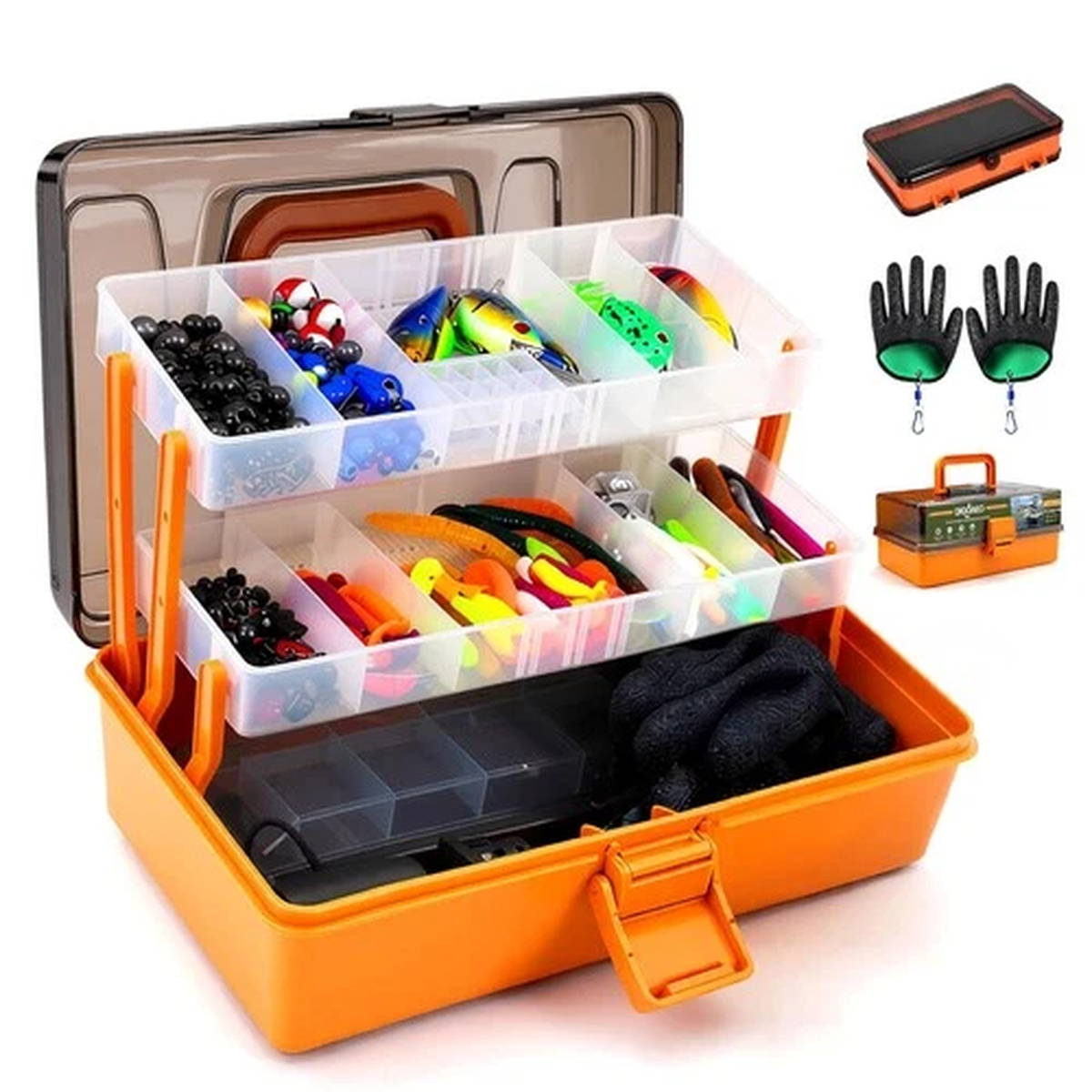 Large 3 Layer Tackle Box with Lures, 417Pcs Fishing Tackle Storage Kit with