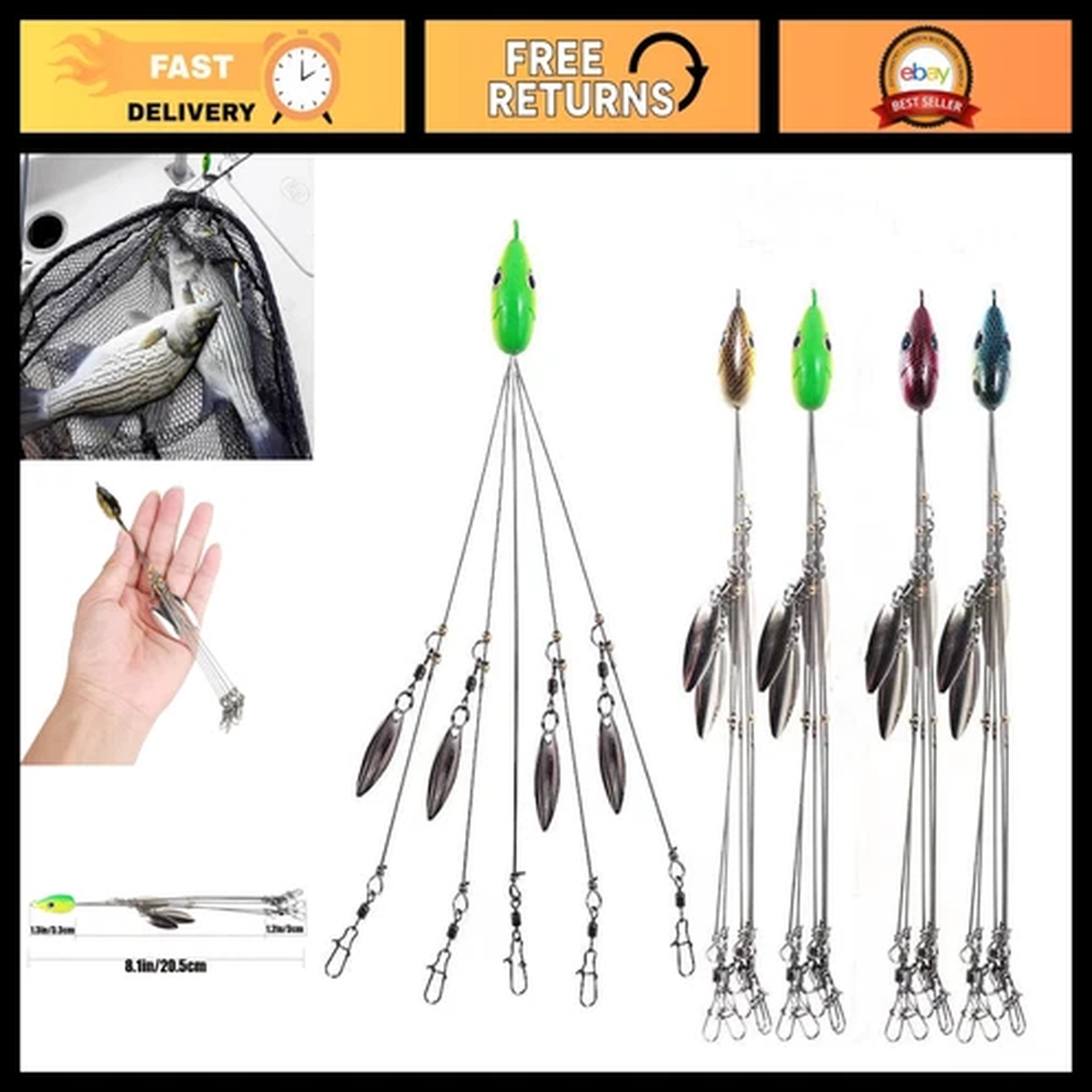 4-Pack 18g 5 Arm Alabama Rig Umbrella Fishing Lures for Bass - Multicolor Baits