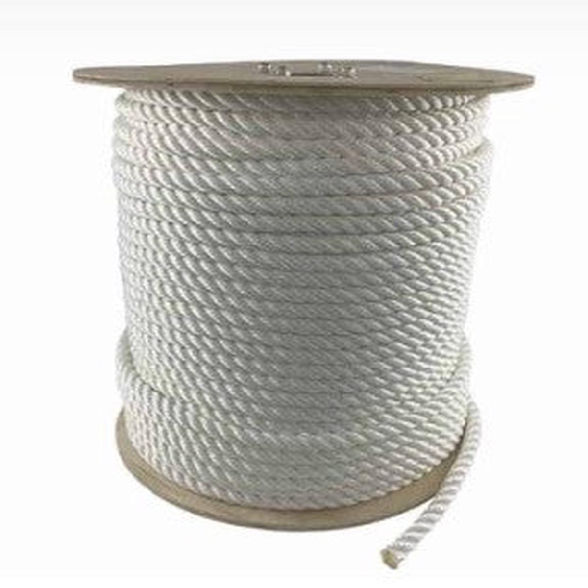 5/8" Bulk Spool Twisted Nylon Line White Three 3-Strand / Sold Perer Foot