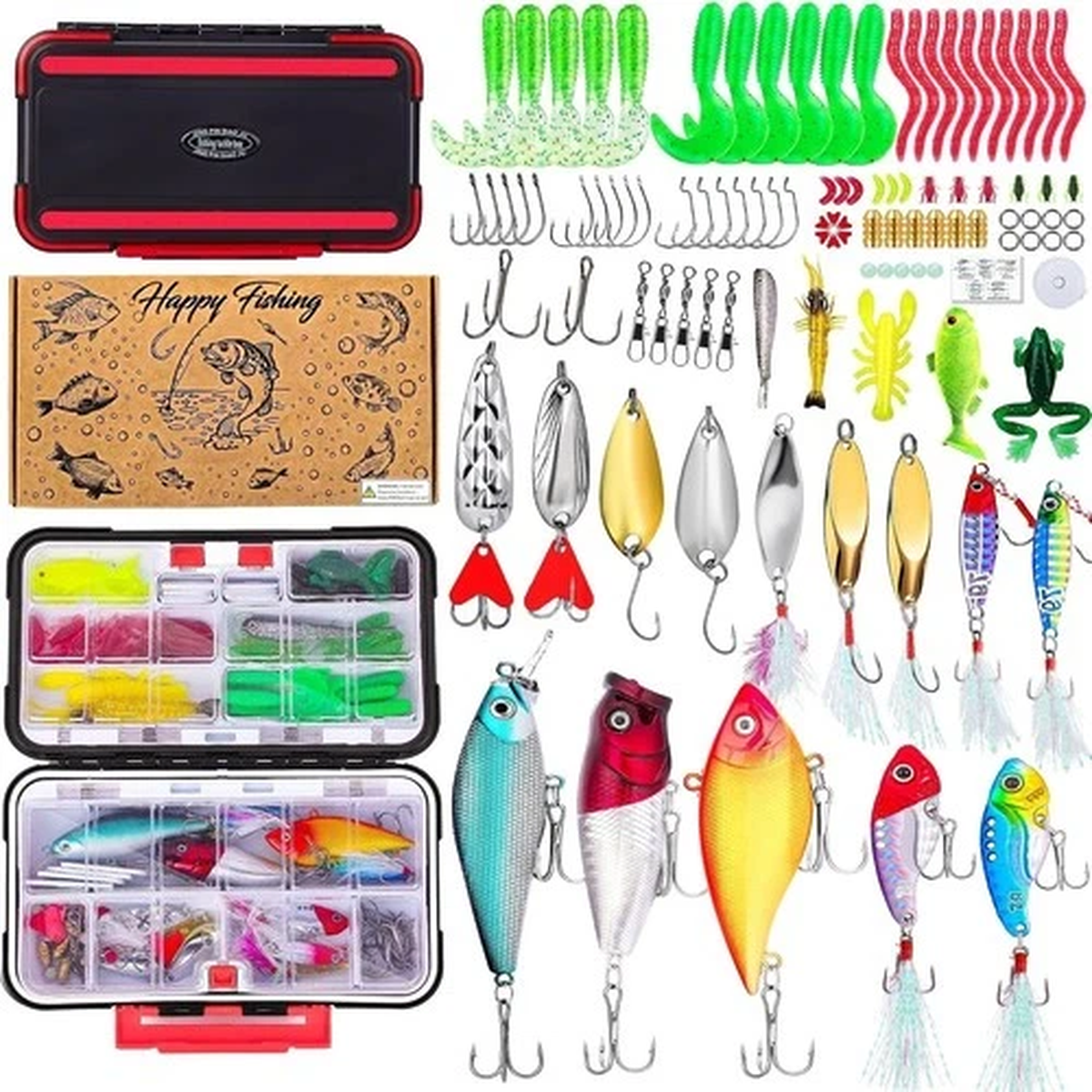 30PCS Kinds of Fishing Lures Crankbaits Hooks Minnow Baits Bass Tackle Crank Set