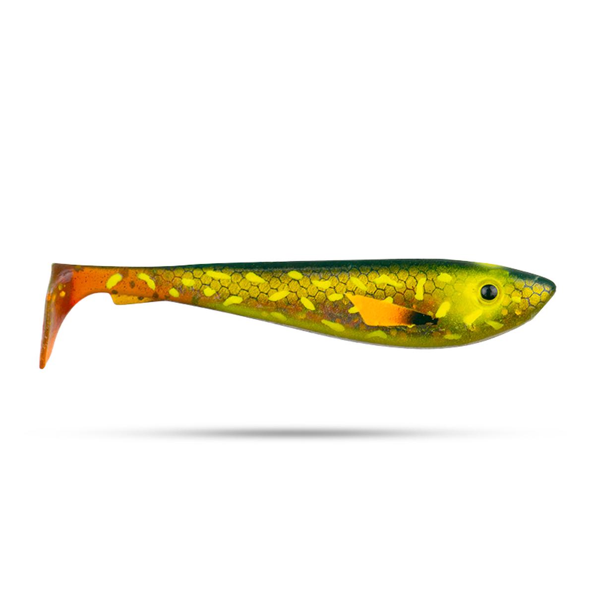 Svartzonker McRubber Shad 9cm (6-pack) - Sder Custom Green Motoroil Pike