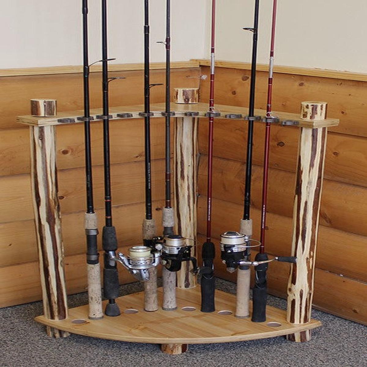 Rush Creek Creations 12-Fishing Rod Corner Storage Rack.