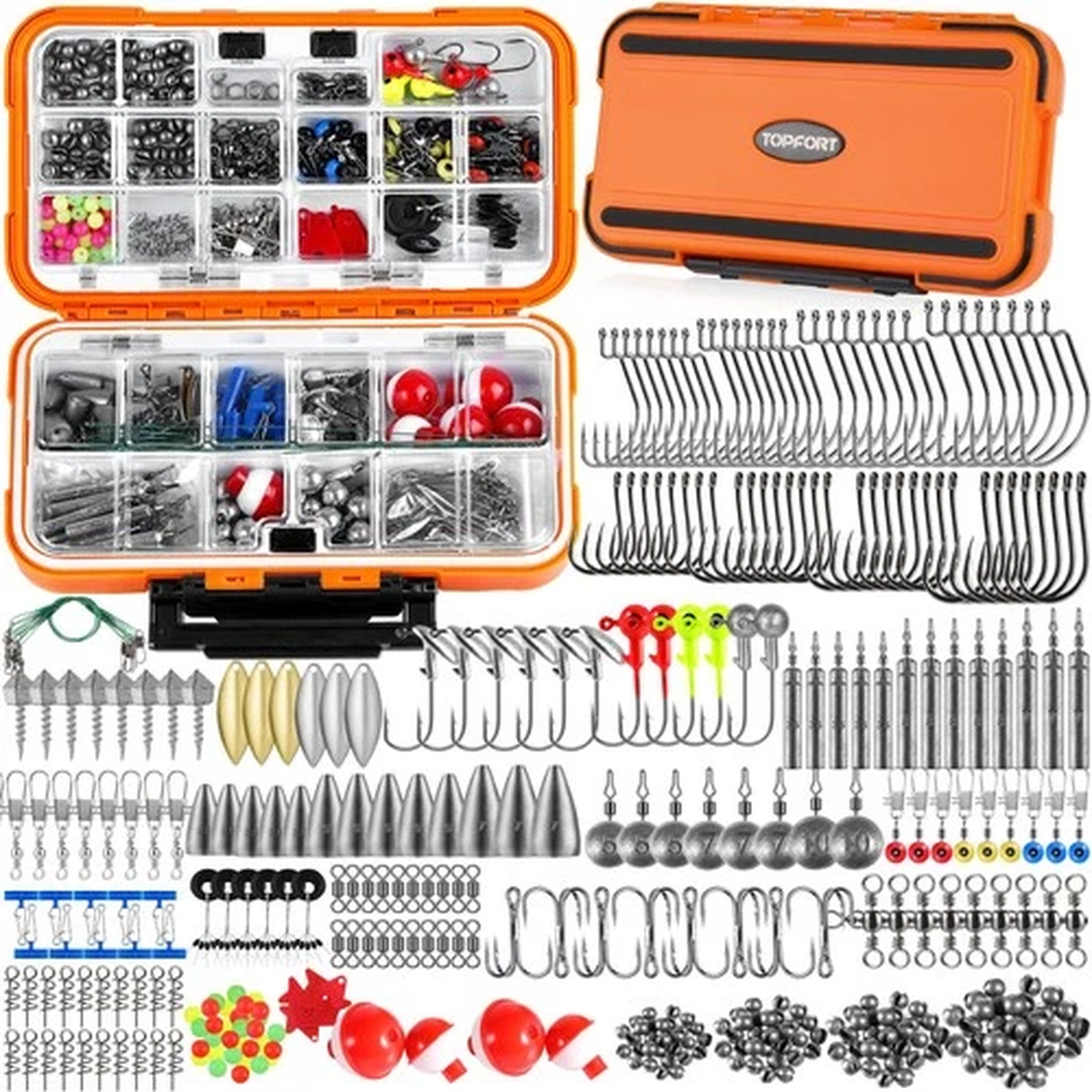 187/343pcs Fishing Accessories Kit Fishing Tackle Box with Tackle Included Ji...