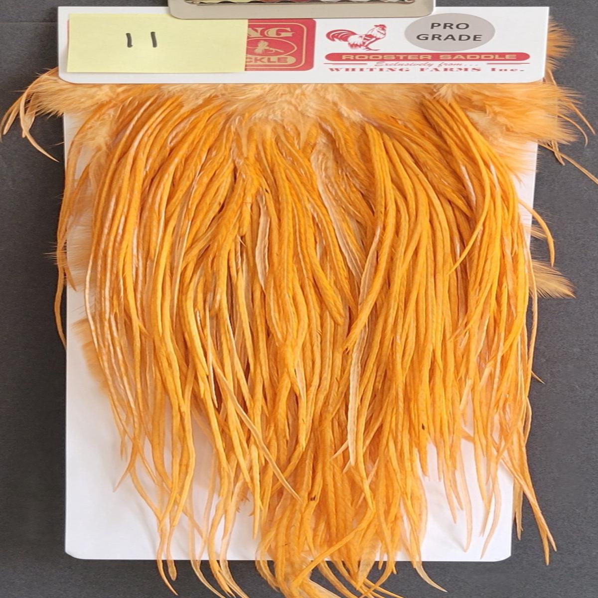 Flash Sale Hackle 11 - Whiting Saddle Pro - White Dyed Golden Brown (size 14-18)