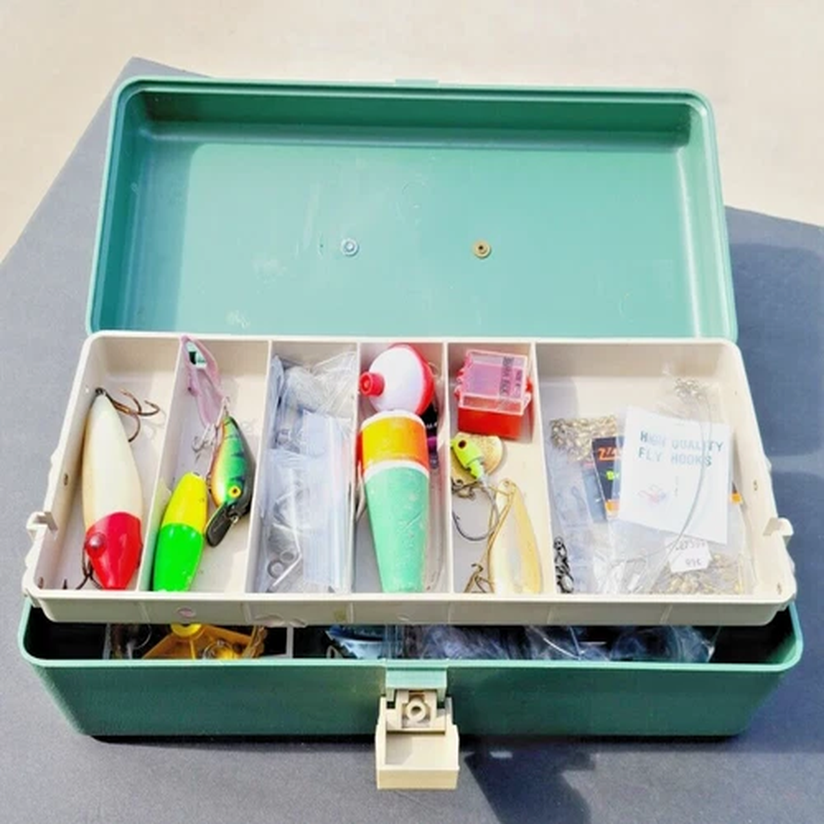 Vintage Plano Fishing Box # 5800 Loaded with Fishing Accessories