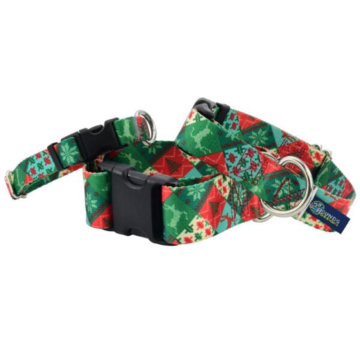 2 Hounds Design Christmas Patchwork Martingale Dog Collar EarthStyle