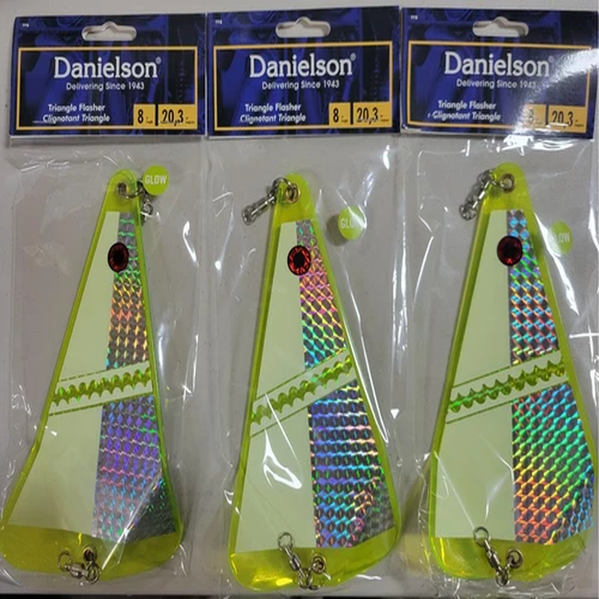 3 - Pack Danielson 8" Triangle Flashers, Glow Flash TF8116 NEW!