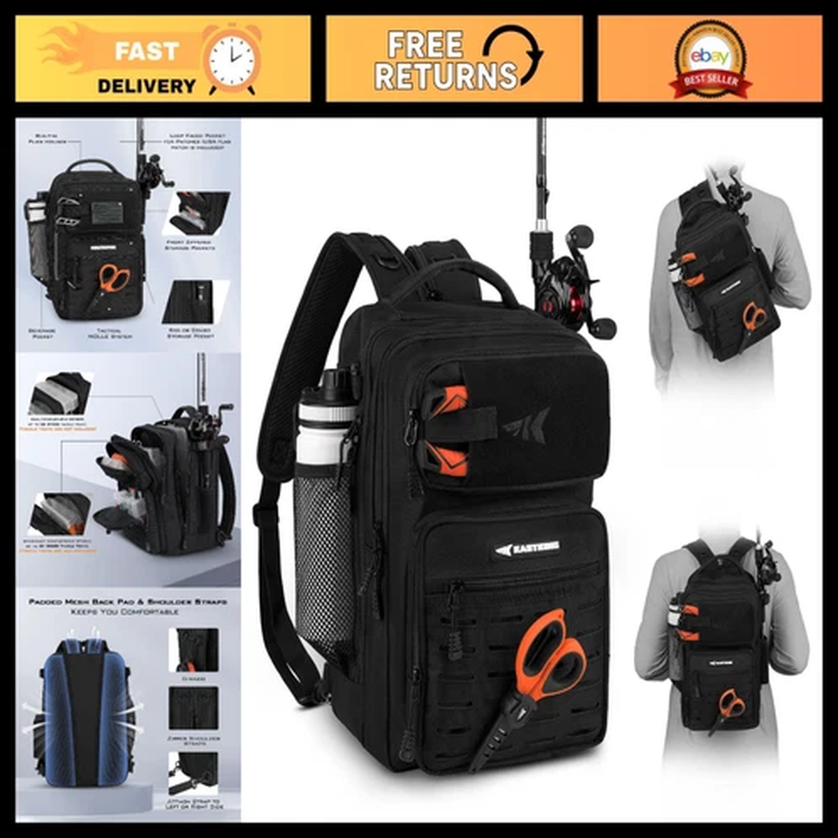 Lightweight Tactical Sling Fishing Backpack - Storage Gear & Equipment, Gift for