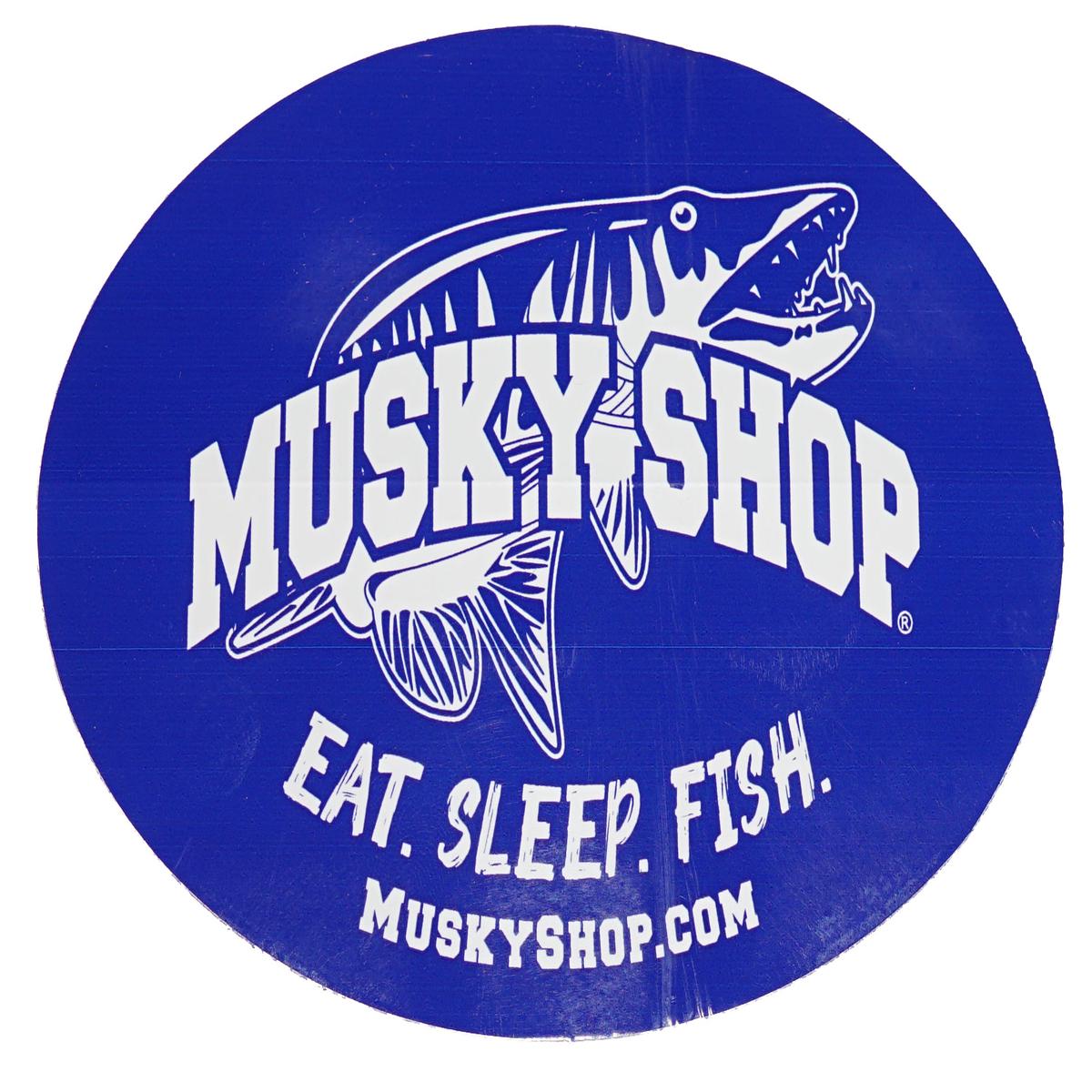 Musky Shop Oval Blue Decal-Eat Sleep Fish