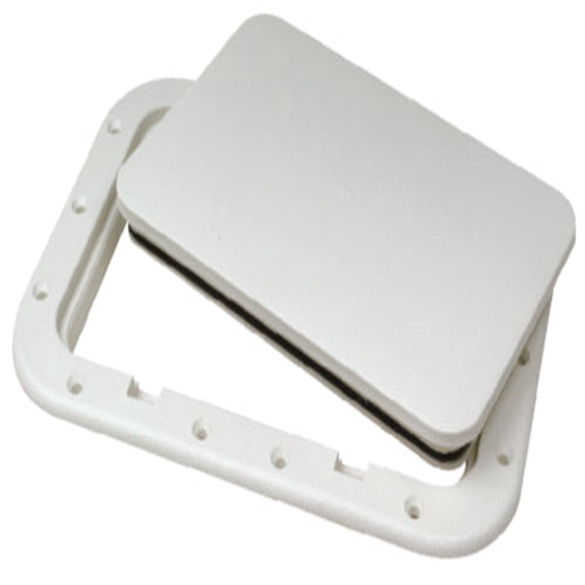 SeaChoice 39121 Polypropylene 7" x 11" ID Pry-Out Type Hatch - White.