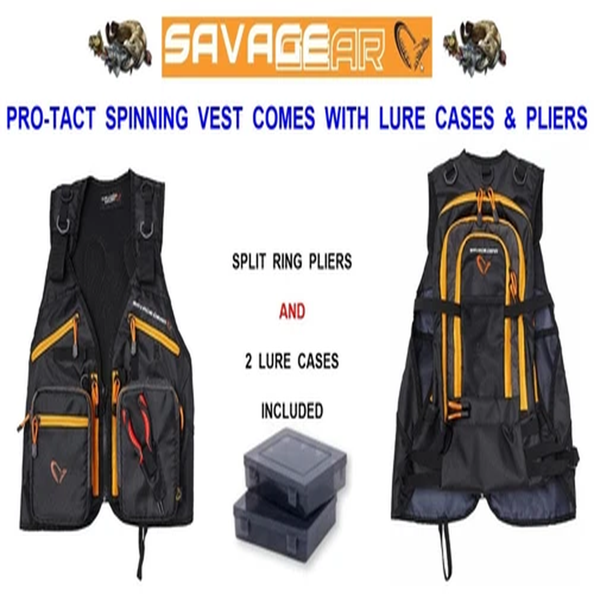 SAVAGE GEAR PRO-TACT SPINNING VEST FOR PLUGS SPOONS SPINNERS V2 MINNOW SANDEEL