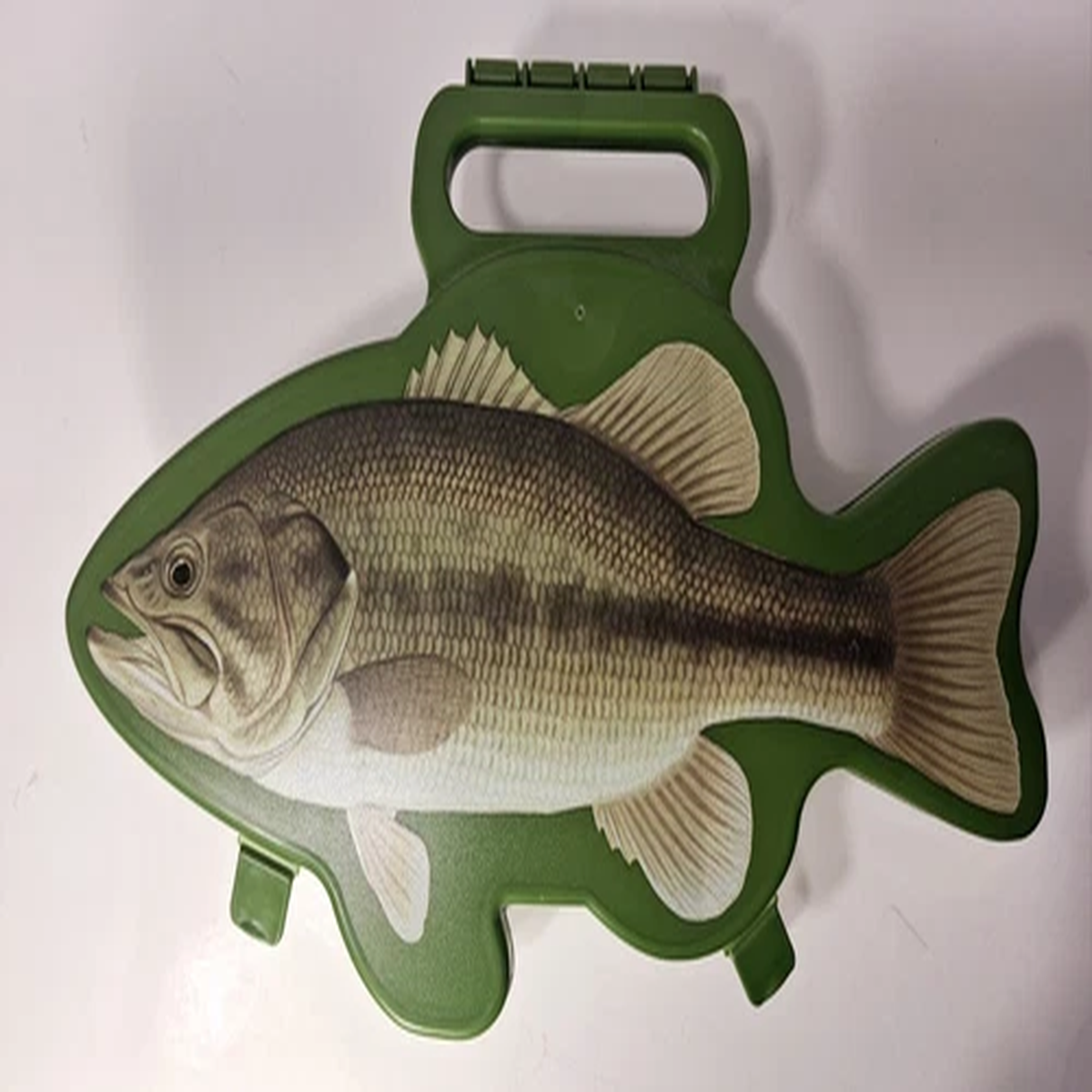 Flambeau Tackle Box, Large-Mouth Bass-shaped Fishing Kit, Green Plastic